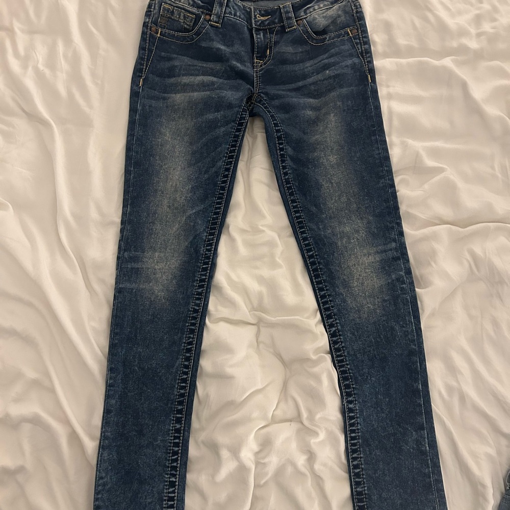 Low-Rise Miss Me Blue Denim Jeans